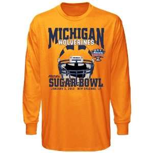 Michigan Wolverines 2012 Sugar Bowl Long Sleeve T Shirt   Gold (Large 