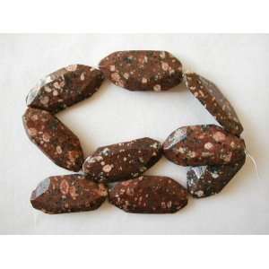   : SALE 45mm faceted brown jasper flat oval beads 16 Home & Kitchen