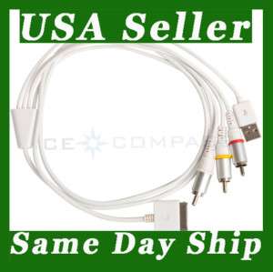 AV Cable TV RCA Video USB iPhone 3G 3GS 4 4S iPad 2 iPod Touch Classic 