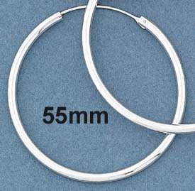 5mm Sterling Silver Endless Hoop Earrings 35 70mm  