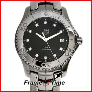 Tag Heuer Mens Link Stainless Steel Black Diamond Dial Watch WJ1113 