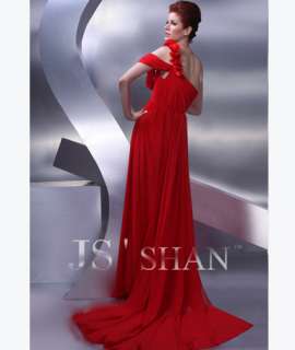 JSSHAN Hot Red Designer Chiffon Prom Ball Evening Dress  