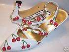 PM COLLECTION 925 WHITE RED CHERRY PUMP HEEL SHOE 10