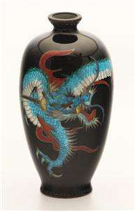 Fine Miniature 19th C Japanese Meiji Ginbari Cloisonne Dragon Foil 
