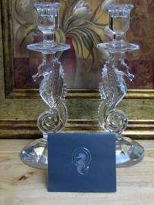 Waterford Crystal Seahorse Candle Holders Candlesticks New 1 Pair 