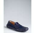 prada royal blue croc embossed leather penny loafers