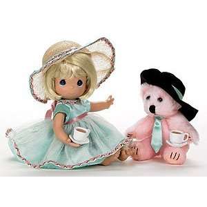   Two 9 inch Precious Moments vinyl doll with Teddy bear: Toys & Games