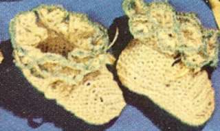 Vntg Baby Set Sacque Bonnet Booties Crochet Pattern y  