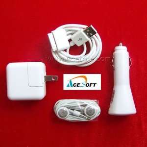 AceSoft Presents iPhone Accessory Bundle package,USB charger, car 