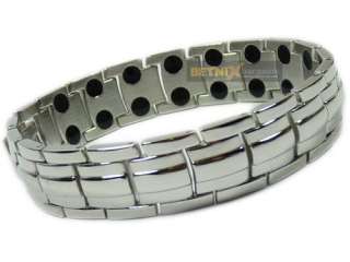 Mens Magnetic therapy bracelet 36 magnets bangle chrome / silver 