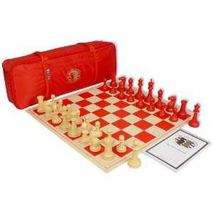  Zukert Red Tournament Chess Set Package   Red & Camel 