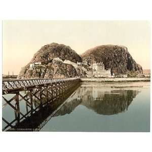 Photochrom Reprint of Castle from pier, Dumbarton, Scotland