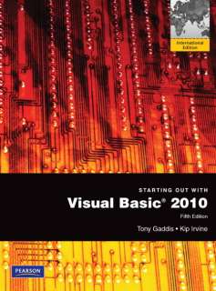 Starting Out With Visual Basic 2010 by Irvine 5th International 