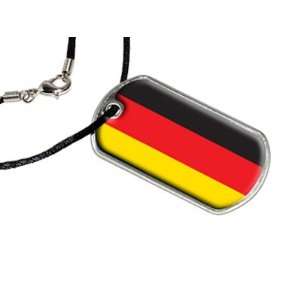 Germany Flag   Military Dog Tag Black Satin Cord Necklace