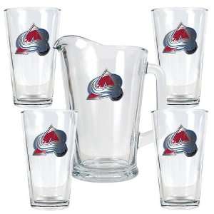   Avalanche NHL 4pc Pint Ale Glass & 60oz Pitcher Set   Primary Logo