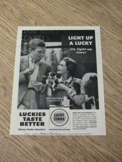 1956 LUCKY STRIKE CIGARETTE ADVERTISEMENT PUPPIES AD  