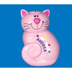 Pink Cat Bank Personalized