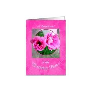  85th Birthday Party Invitations Pretty Pink Flowers Card 