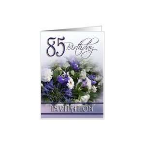  85th Birthday Celebration Invitation   Blue Bouquet Card 