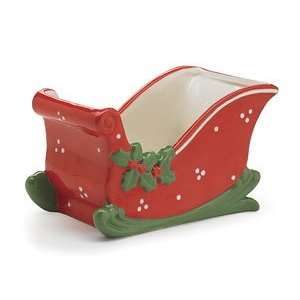  Santas Sleigh Planter Christmas Holly Jolly Ceramic 