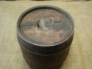 Vintage Wood & Metal Bucket w Handle  Barrel Antique  