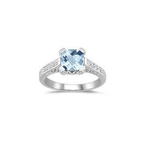  Fashion Rings   Diamond & Aquamarine Ring in 14K White 