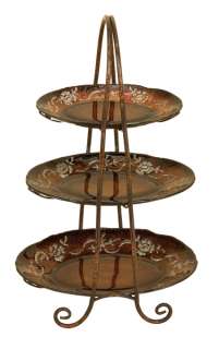 Tuscan 3 Tier Metal and Glass Serving Tray Plate Stand  