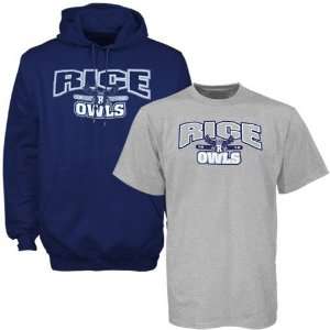 Rice Owls Navy Blue Hoody Sweatshirt & T shirt Combo