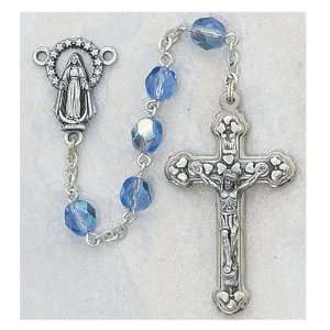 6MM Aurora Borealis ZIRCON/December Birthstone Rosary Cross Crucifix 