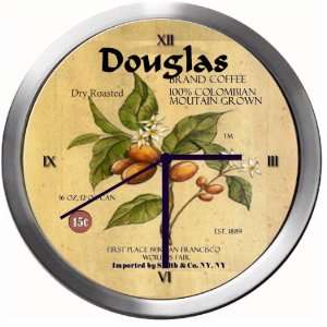 DOUGLAS 14 Inch Coffee Metal Clock Quartz Movement  