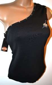 New Harley XL One Shoulder Silver Studded Tank Top Shirt  