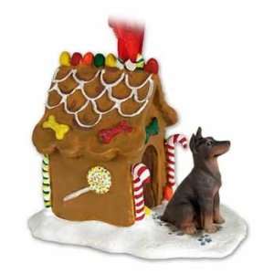  Red Doberman Gingerbread House Christmas Ornament