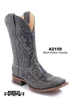 Corral Mens Western Boots Genuine Python/Leather Black A2159 All 