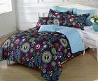   Super Soft Multi Colored Peace Sign Black Comforter Set Twin / Twin XL