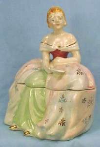 Outstanding COLONIAL LADY POWDER JAR BOX Occupied Japan  