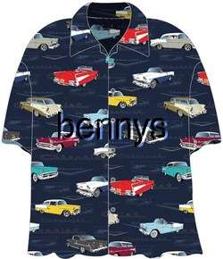 NEW Chevy Bel Air Tri 5 55 56 57 Hawaiian Shirt, L  