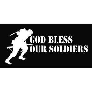 God Bless Our Soldiers White 8 Vinyl Die Cut Decal Sticker