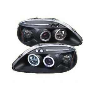   99 00 Honda Civic Halo LED Projector Head Lights   Black: Automotive