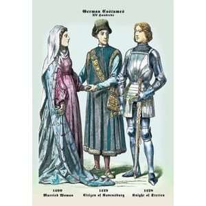  German Costumes Married Woman, Citizen, Knight   Paper 
