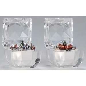    Set of 2 Icy Crystal Scenic Christmas Music Boxes: Home & Kitchen