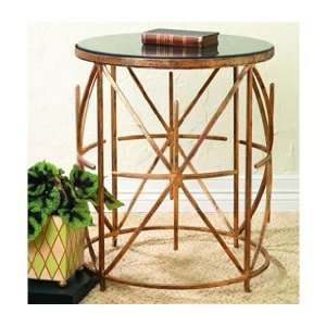   Gold X Design Side Table with Black Granite Top: Home & Kitchen