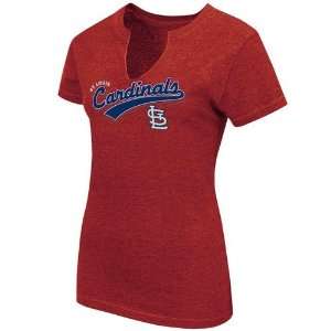   St. Louis Cardinals Ladies Red Charm Fashion Heathered V neck Top