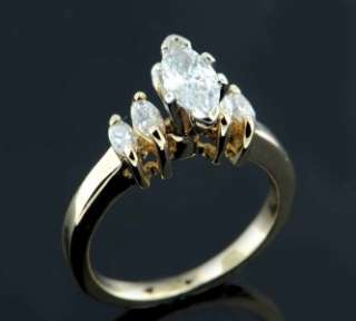 ESTATE 14K YELLOW GOLD .76 CARAT MARQUISE DIAMOND ENGAGEMENT WEDDING 