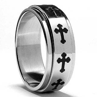  Two Tone Stainless Steel Cross Cut Out Ring Size 13 