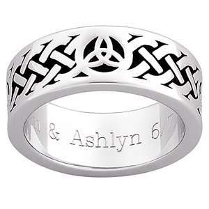  Mens Antiqued Celtic Weave & Trinity Knot Engraved Band 