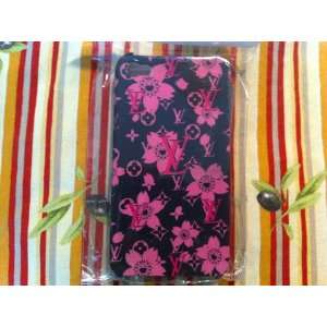  Designer Lv Hard Cover Case for Iphone 4 Black and Pink 