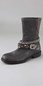 Hollywood Trading Company Motor Boots with Studded Strap  