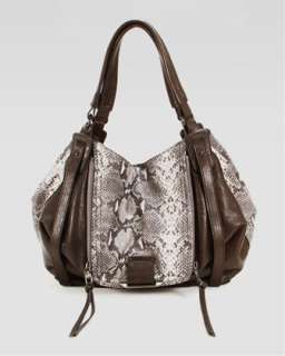 Leather Silver Shoulder Tote  