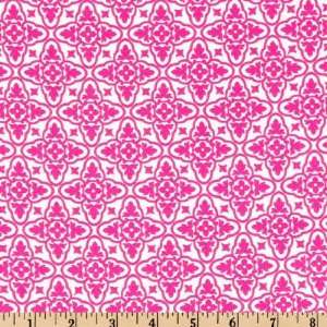  45 Wide Luna Mosiac Hot Pink Fabric By The Yard: Arts 