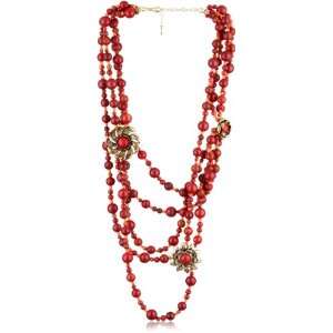    Bronzed by Barse Blooms Floral Multi Strand Necklace Jewelry